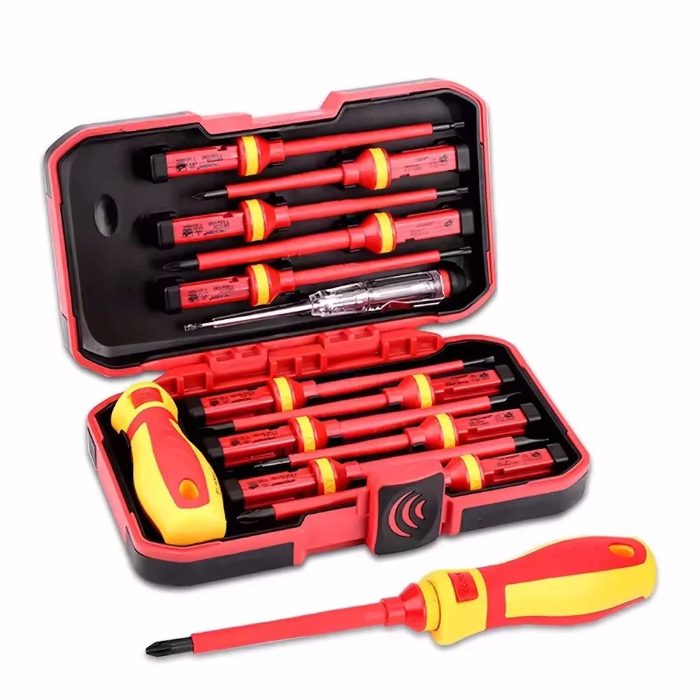 Electrician Repair Tools Kit 13pcs 1000V Changeable Insulated Screwdrivers Set with Magnetic Slotted Bits