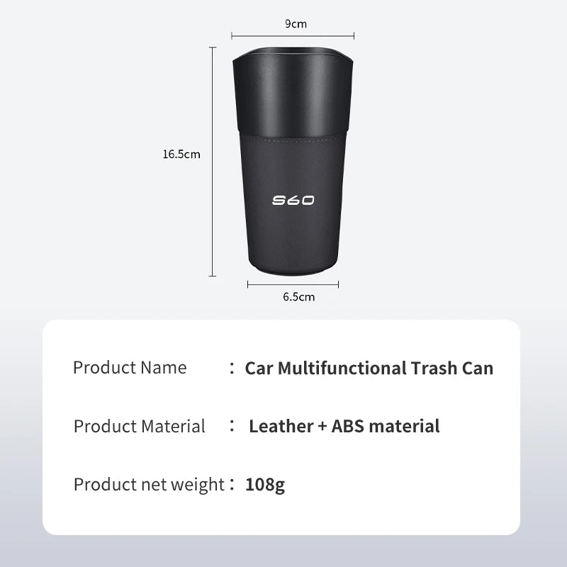 Car Logo Trash Can Mini Garbage Organiser Office Auto Accessories For Volvo AWD C30 C70 S60 S80 S90 T6 V40 V60 V50 V70 V90 XC40