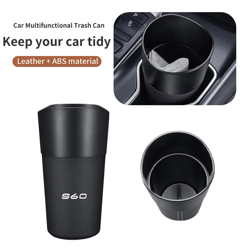 Car Logo Trash Can Mini Garbage Organiser Office Auto Accessories For Volvo AWD C30 C70 S60 S80 S90 T6 V40 V60 V50 V70 V90 XC40