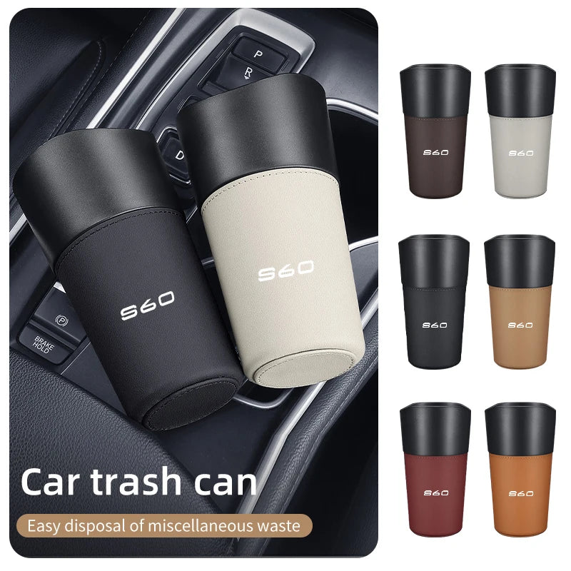 Car Logo Trash Can Mini Garbage Organiser Office Auto Accessories For Volvo AWD C30 C70 S60 S80 S90 T6 V40 V60 V50 V70 V90 XC40