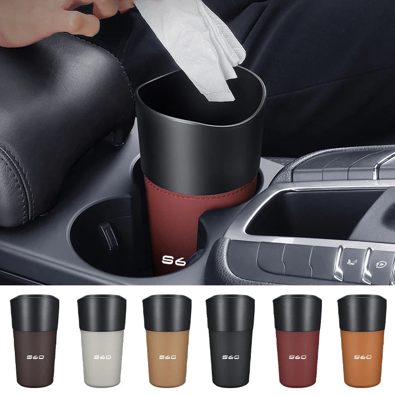 Car Logo Trash Can Mini Garbage Organiser Office Auto Accessories For Volvo AWD C30 C70 S60 S80 S90 T6 V40 V60 V50 V70 V90 XC40