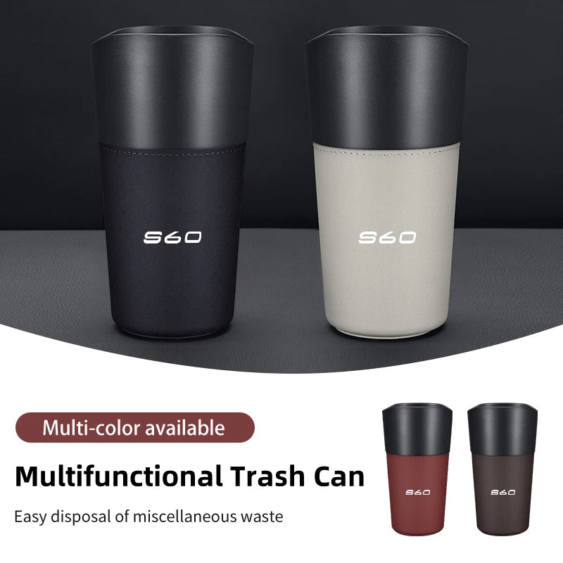 Car Logo Trash Can Mini Garbage Organiser Office Auto Accessories For Volvo AWD C30 C70 S60 S80 S90 T6 V40 V60 V50 V70 V90 XC40