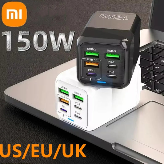 Xiaomi 150W Super Quick Charger 6 Ports PD QC 3.0 USB C Ultra High Speed Fast Charging For iPhone  Xiaomi Samsung Charger