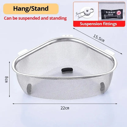 Stainless steel sink filter triangle washbasin Sink leftovers filter residue storage drain basket Storage rack Kitchen supplies