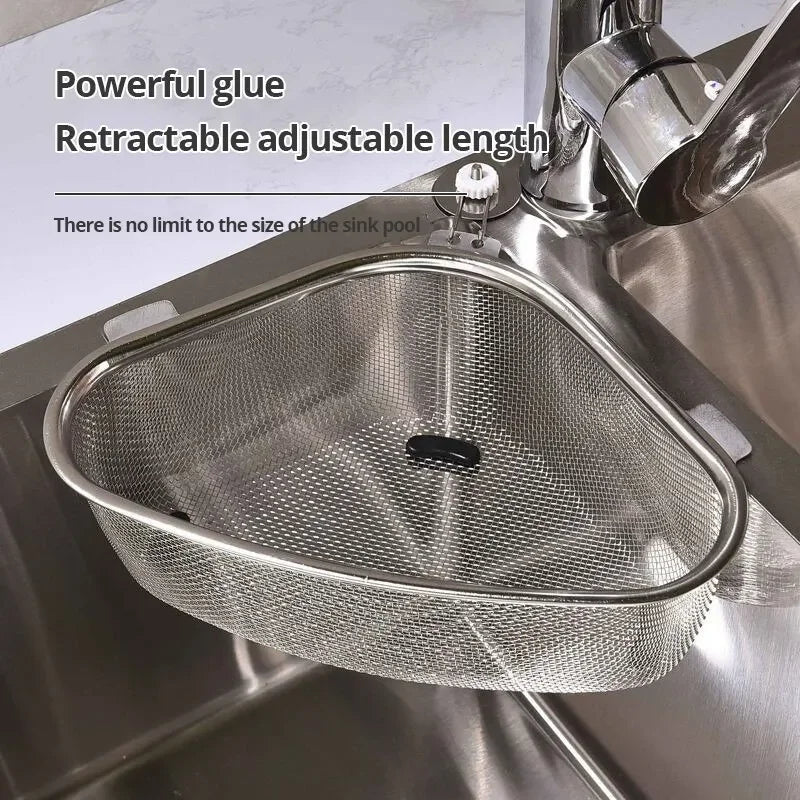 Stainless steel sink filter triangle washbasin Sink leftovers filter residue storage drain basket Storage rack Kitchen supplies