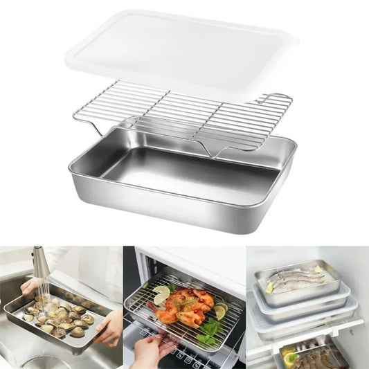 Pan Baking Tray Baking Tray Tray - Kitchen Storage 23x17x5cm 31x24x5cm Cooling Rack Cover Set Superior Mirror Finish